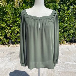 LOFT Womens Green Keyhole Blouse, NWOT, size Medium